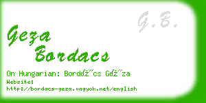 geza bordacs business card